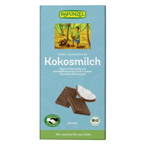 Rapunzel Kókusztejes csokoládé kókuszvirág cukorral, vegán BIO  80g