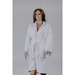 Velúr fehér fürdőköntös 2XL Mályva paszpóllal