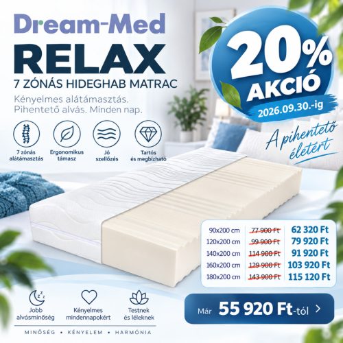 Dream-Med Relax 7 zónás hideghab matrac 90x200cm, 20 cm 