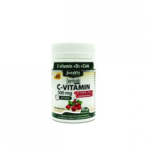 JutaVit C-vitamin 500mg retard + csipkebogyó kivonat+D3+Cink vitamin 45 db